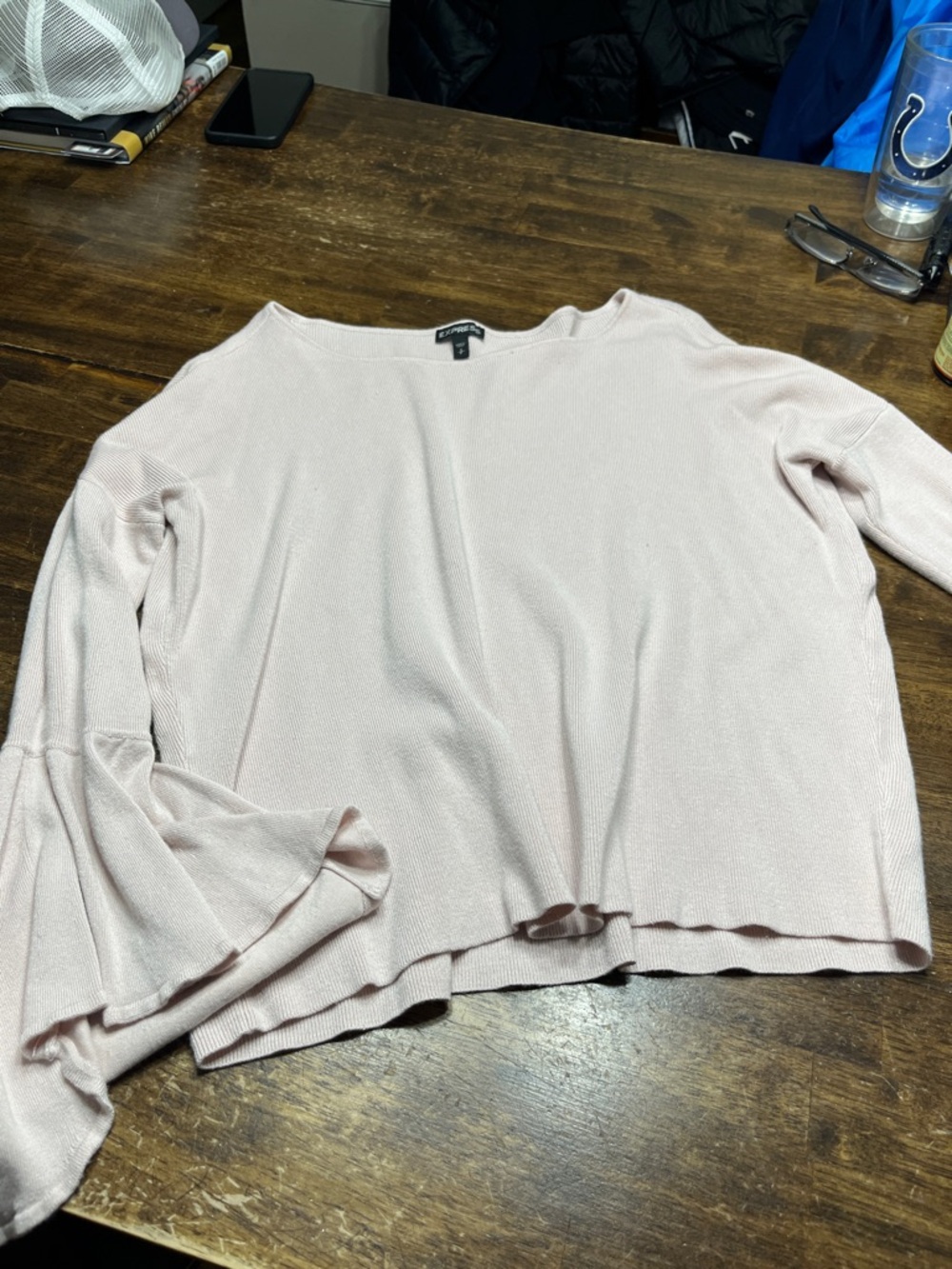 Express Pink Bell Sleeve Sweater
